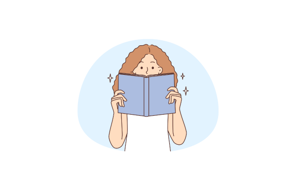 イラスト　読書する女性